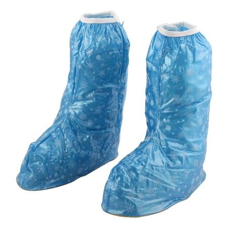Rainy Day Rubber - Lady Rubber Rainy Day Snowflake Pattern Non Slip Rain Guard Shoes Cover Blue