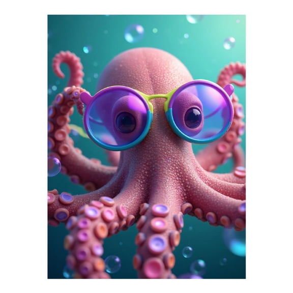 Diamond Art Kit for Adults, Octopus With Colorful Glasses Diamond Painting for Adults Beginners, DIY Diamond Art Painting Kits, 5D Diamond Painting Crafts for Home Decor 12x16 Frameless