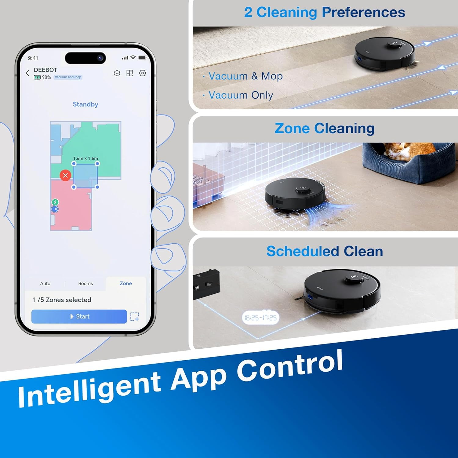 ECOVACS DEEBOT N20 PRO Robot Vacuum Cleaner and Mop,8000Pa Strong Suction, ZeroTangle Brush, Vibrating Mopping System, 300 Minutes Runtime