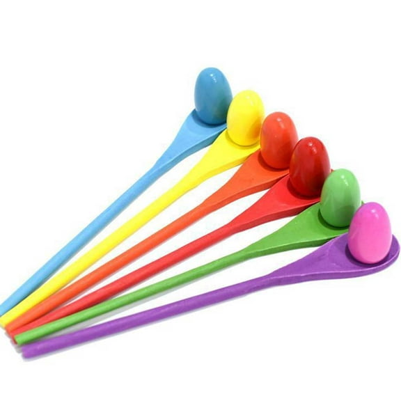 OUNONA Egg and Spoon Race Wooden Outdoor Playing Tool Child 30.00X5.50X4.20CM
