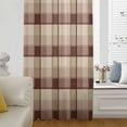 thumbnail image 6 of Brown Plaid Sheer Curtains 45 Inches Long, Modern Abstract Ombre Gingham Checkered Light Filering Curtains, Breathable Simi Curtain Privacy Drapes for Kitchen Bathroom Small Window Treatment, 6 of 9