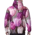 thumbnail image 7 of Honeii Purple And Pink Tulip Bouquet Pattern Mens Hoodies Men's Loose Sleeve Sweatshirt,Pullover Hooded Sweatshirt for Men,Essentials Hoodie-Small, 7 of 7