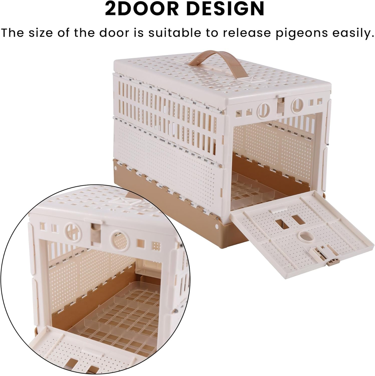 Plastic Foldable Pigeon Cage with Handle, Portable Bird Travel Carrier, Pairing Cage, Nest Box Easy to Clean for Training and Release Competition
