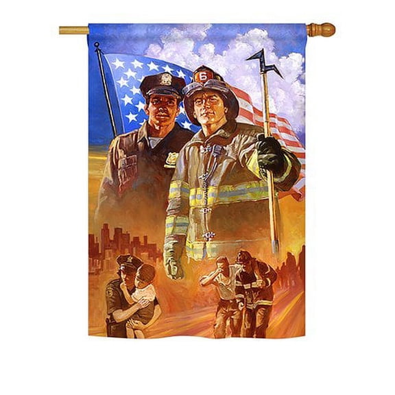 Breeze Decor G161065-BO Heroes Americana Patriotic Impressions Decorative Vertical 13" x 18.5" Double Side