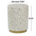 thumbnail image 4 of DecMode 18" x 22" White Mother of Pearl Shell Geometric Accent Table with Gold Base, 1-Piece, 4 of 12