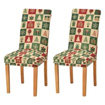 Yayeee 2 Pack Dining Chair Covers Stretch Parson Chairs Slipcovers Seat Protector, Christmas Plaid Pattern