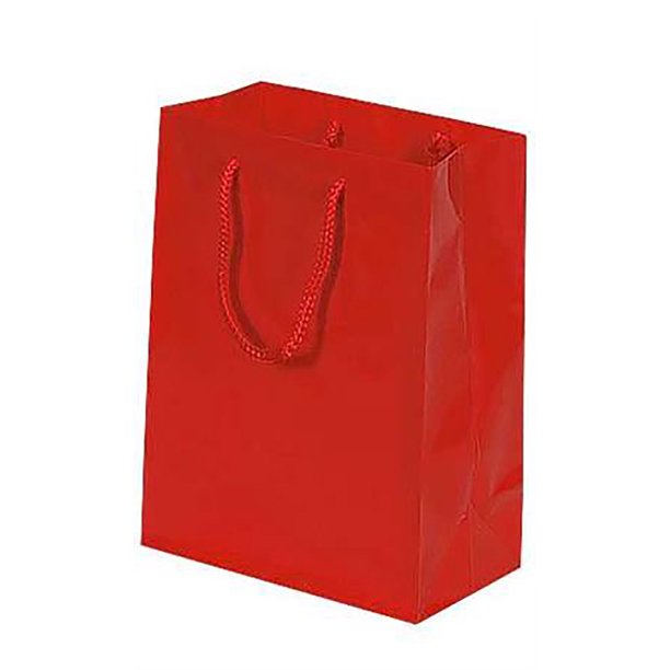 Small Glossy Red Euro Tote Gift Bags Case of 100