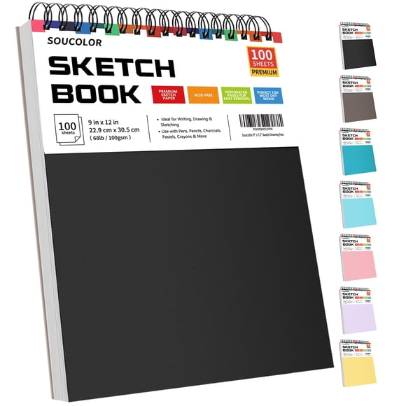 Cuaderno de Bocetos Soucolor 23x31 cm 100 Hojas Sin Ácido