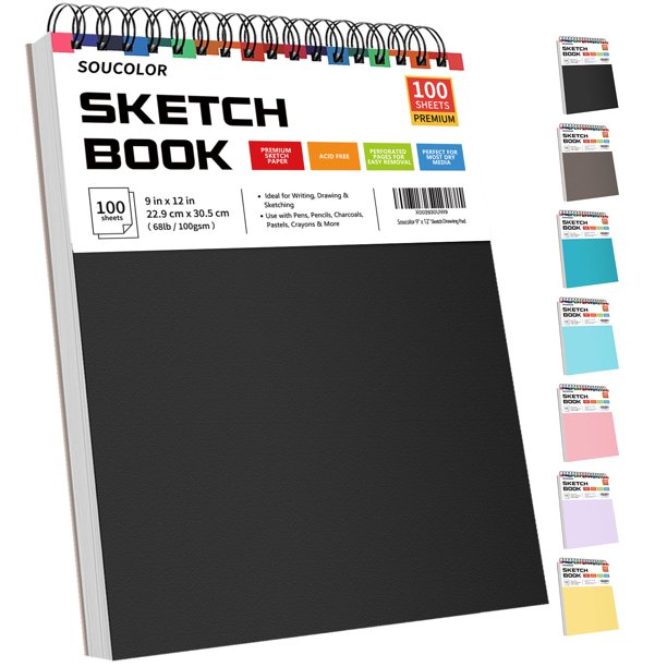 Cuaderno de Bocetos Soucolor 23x31 cm 100 Hojas Sin Ácido