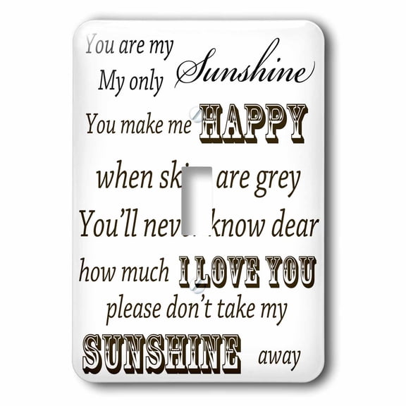 3dRose, You Are My Sunshine- Word Art- Vintage Song, single toggle switch