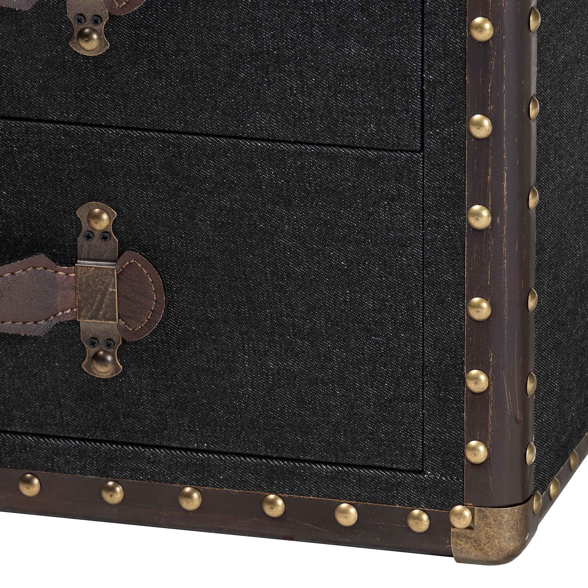 Baxton Studio Jaelyn Vintage End Table, 4-Drawer, Dark Brown