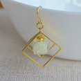 thumbnail image 5 of Cairui Design Green Glow in the Dark Cube Gold Plated Square Geometry Drop Earrings Handmade Women, 5 of 9