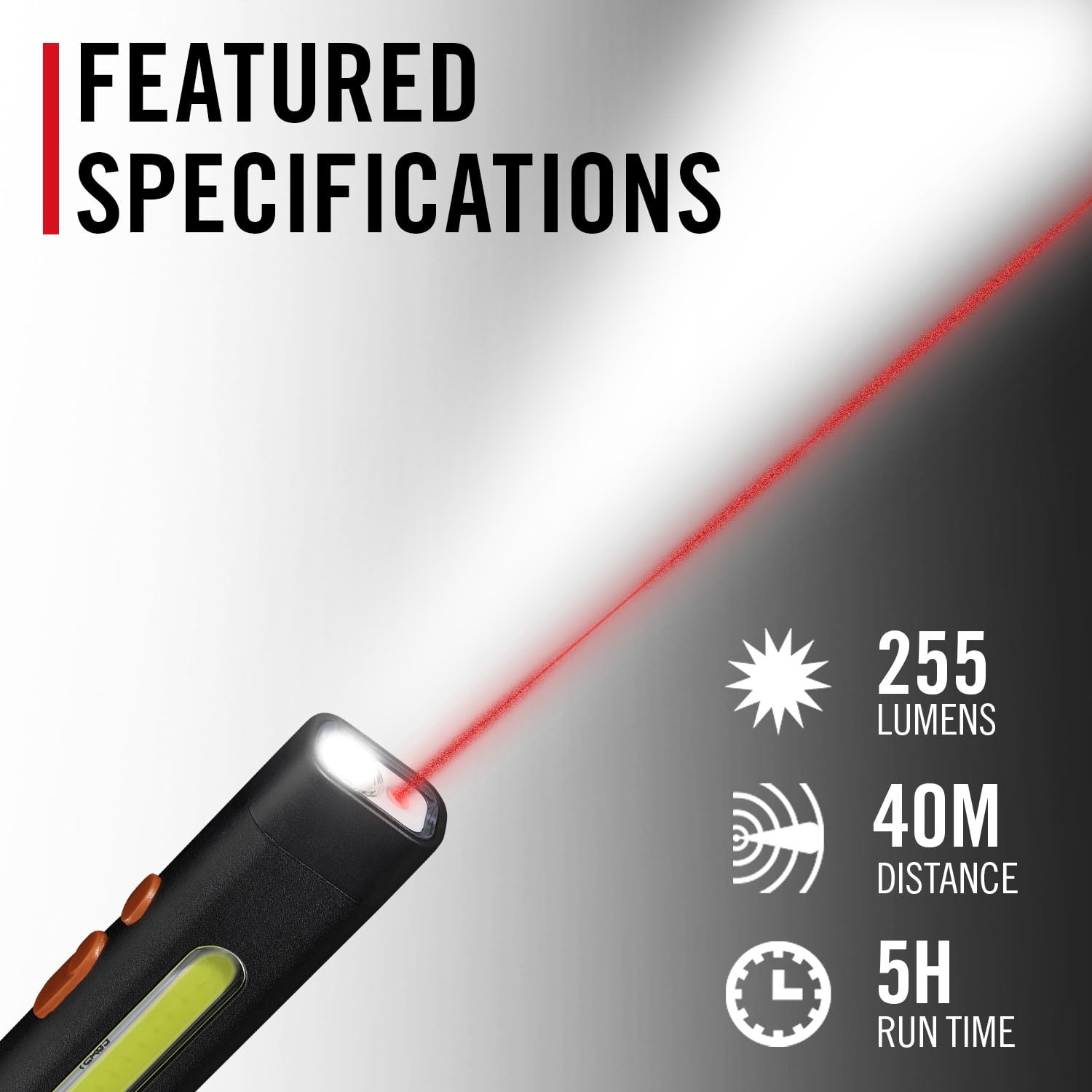Coast PM50R 255 Lumen Rechargeable Work Light, Laser Pointer