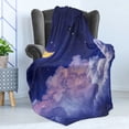 thumbnail image 4 of Moon Soft Flannel Fleece Throw Blanket, Cloudy Sky Illustration of the Moon and Stars in the Night Cosmic Universe Print, Cozy Plush for Indoor and Outdoor Use, 60" x 80", Yellow Purple, by Ambesonne, 4 of 5