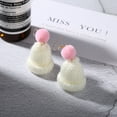 thumbnail image 2 of Christmas Drop Earrings Pom Pom Knit Hat Hook Dangle Earrings Clip on Earrings, 2 of 10