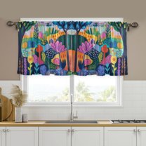 Yayeee Kitchen Curtains Set of 2 Light Filtering 57"x24" Over Sink Window Panels, Art Plants