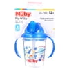 Nuby FlipNSip Silicone Straw Cup with Handles, Blue
