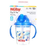 Nuby FlipNSip Silicone Straw Cup with Handles, Blue