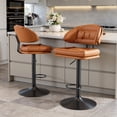thumbnail image 2 of Hawsaiy Modern Bar Stools Set of 2, Ergonomic Double-Layer Upholstered Bar Stools with Back, Adjustable Swivel Barstools for Kitchen Island, Orange, 2 of 11