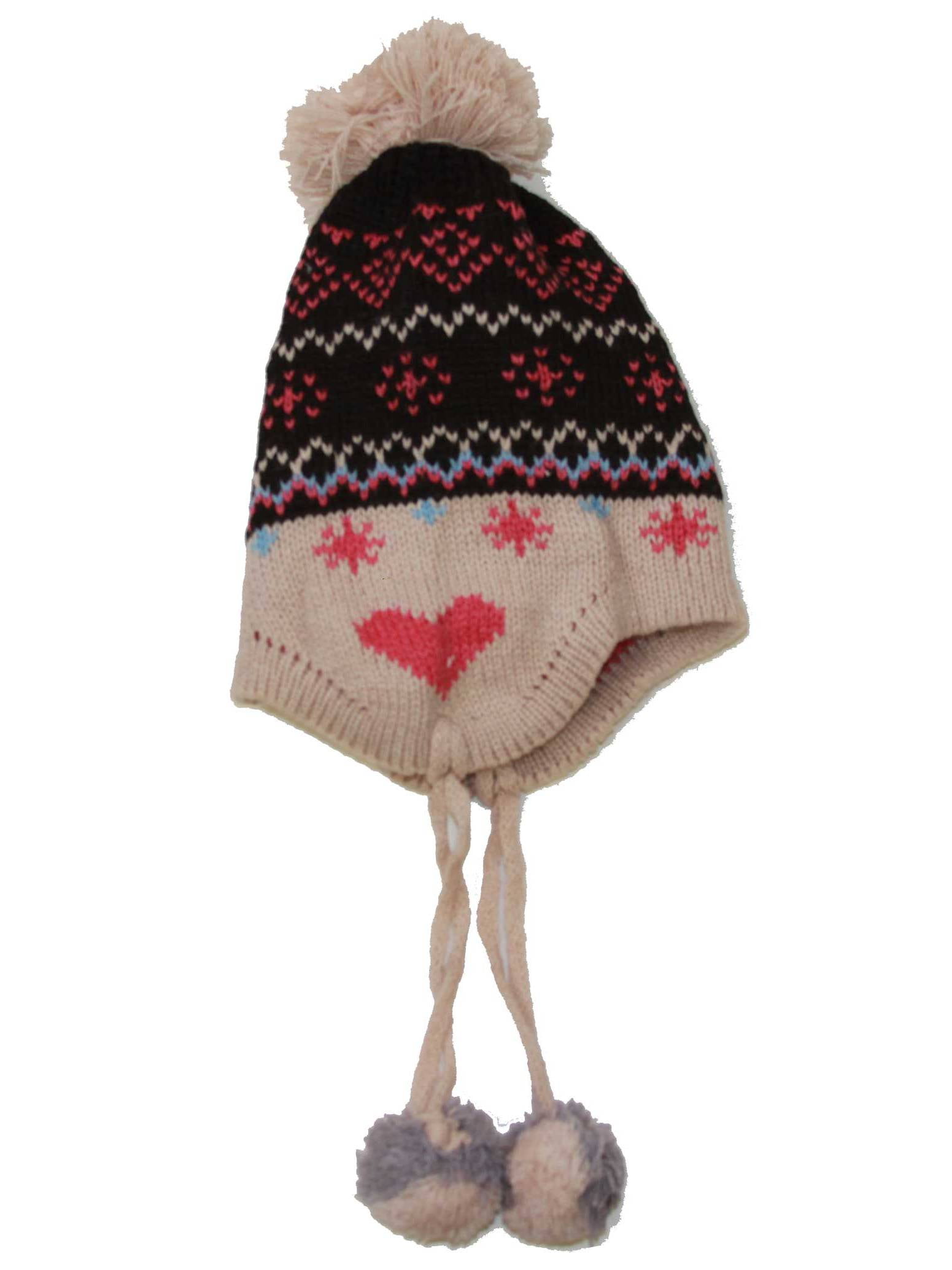 Infant Sized Knit Pom Pom Heart Beanie 