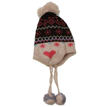 

Infant Sized Knit Pom Pom Heart Beanie - Beige