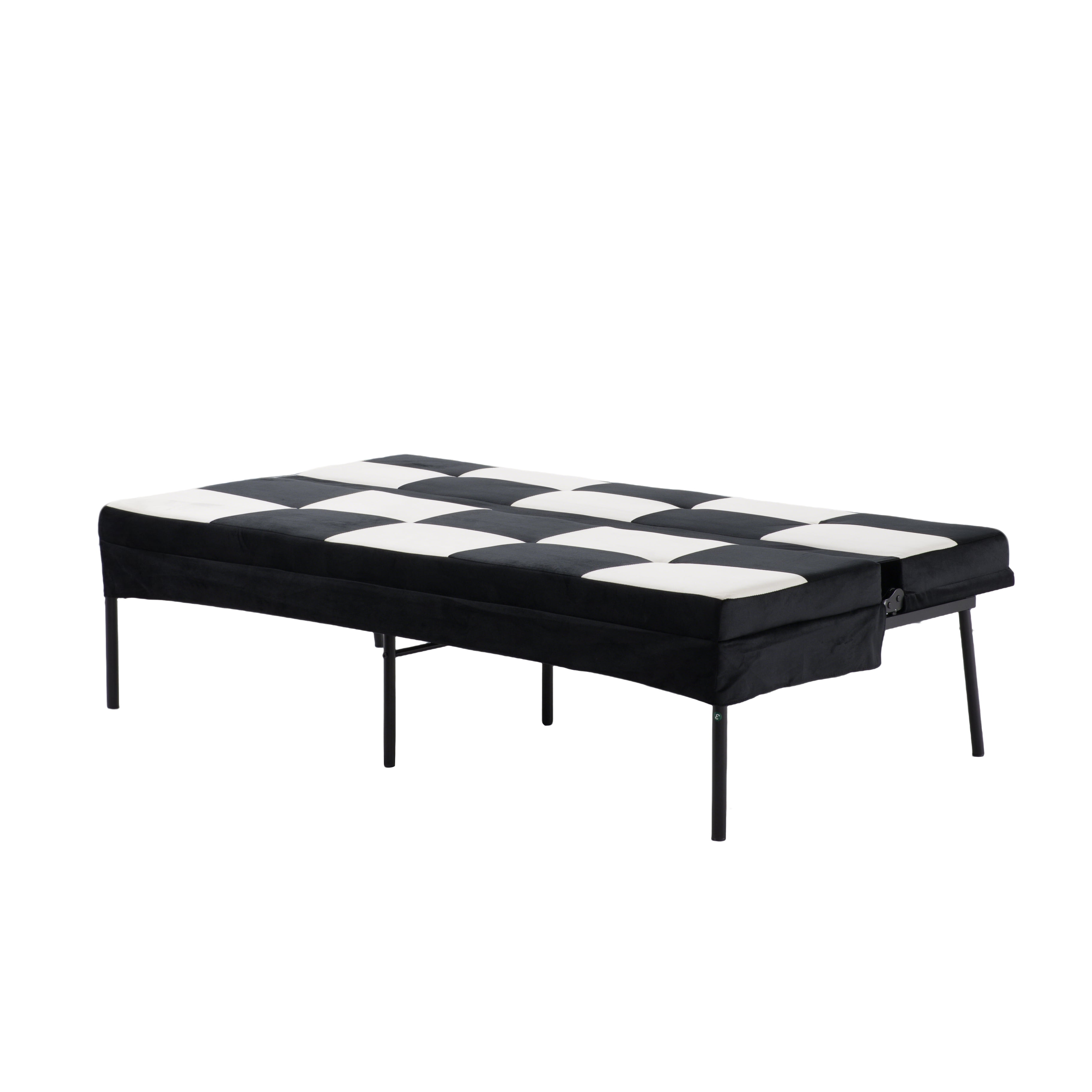 Gewnee Velvet 63.58"Folding Sofa Bed,Adjustable Convertible Folding Sleeper Couch Bed for Living Room,Office,Small Space,Black & White