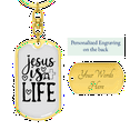 thumbnail image 3 of Jesus Is Life Christian Stainless Steel or 18k Gold Premium Swivel Dog Tag Keychain, 3 of 16