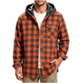 thumbnail image 6 of Trendy Men's Plaid shacket,Button Down Hooded Long Sleeve Open Front Jacket Coats, with Drawstring and Check Pocket,Casual Outfits, 6 of 6
