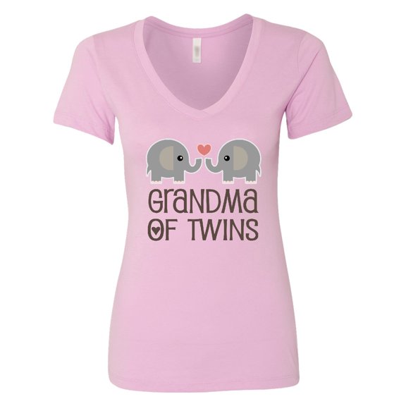 Inktastic Grandma of Twins for Grandmother Women's V-Neck T-Shirt