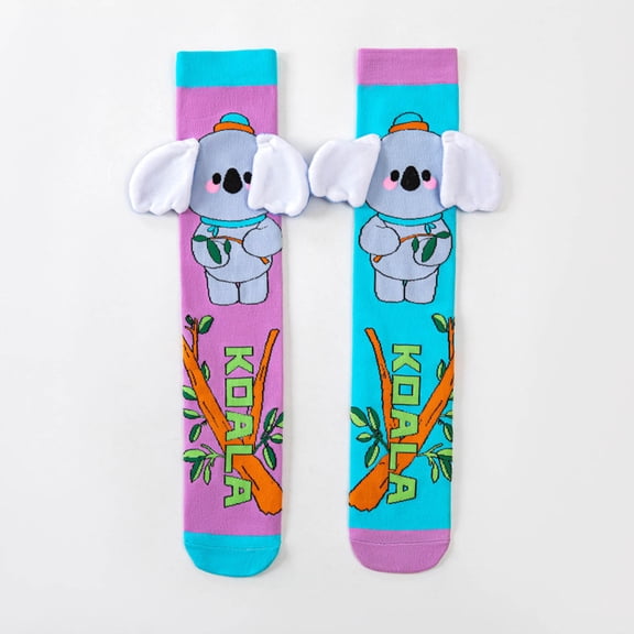 BRGZLK Kids Boys Girls Crazy Socks Funny Novelty Cute Colorful 3D Cartoon Animal Knee High Socks Gifts for Baby Girls Blue 3-12 Years