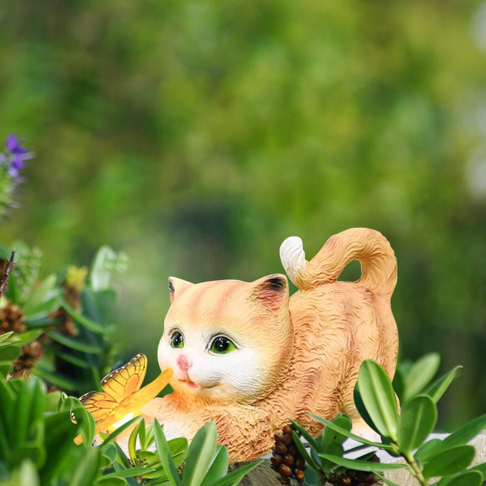 Btidfty Cat Solar Garden Statue Solar Cat Statues with Illuminated Butterfly Housewarming Gift Outdoor Decoration with Cat Holding Butterfly Lawn Art Decoration Lawn Ornament for Yard Patio