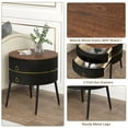 thumbnail image 6 of O&K FURNITURE Industrial End Table with 2-Drawer, 21.85''Sofa Side Table, Metal Round Nightstand for Living Room Bedroom, Black, 6 of 10