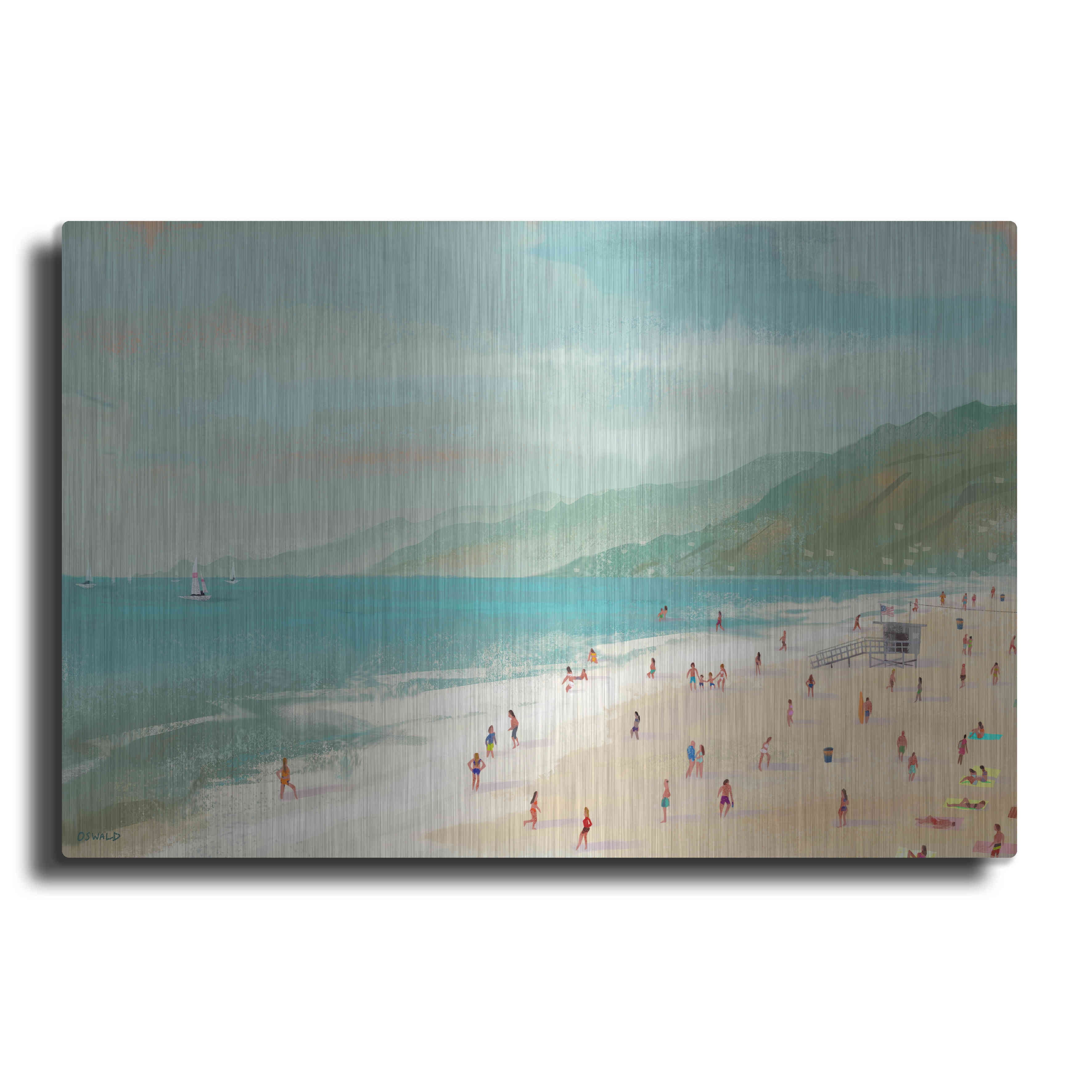 Santa Monica Beach by Pete Oswald Premium Gallery-Wrapped Canvas Giclee Art 24 in x 36 in, Ready-to-Hang