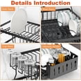 thumbnail image 3 of 2-Tier Dish Drying Rack with Drainboard, Large Capacity Dish Rack for Kitchen Counter, Adjustable 360° Rotating Drain Spout, Includes Utensil Holder & Cup Holder, Black, 3 of 5