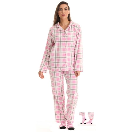 #followme Printed Microfleece Button Front PJ Pant Set with