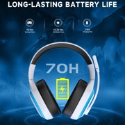 Ecomoment Wireless Gaming Headset for PS5, PC,Switch,Mac with Bluetooth 5.4, 2.4GHz USB PS5 Headset with Mic,Gaming Headphones with RGB Light, 70H Battery Life,White&blue/