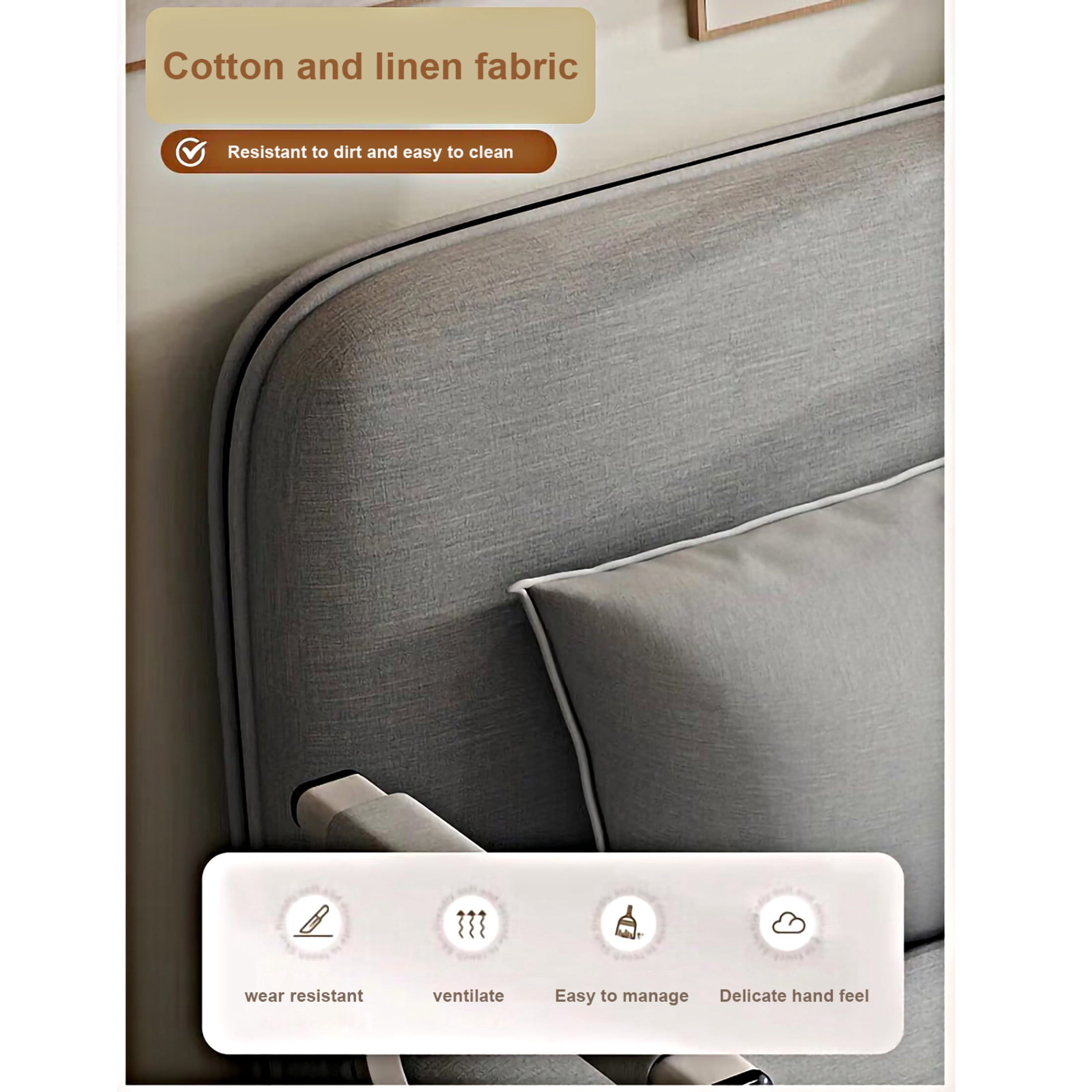 Noble House Folding Sofa Chair Sleeper with Accent Pillow, 3-in-1 Convertible Linen Lounger Bed for Living Room, Grey