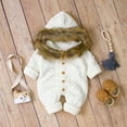 thumbnail image 3 of MANHUJI Toddler Pajamas Boy Winter Girl Jumpsuit Collar Knit Warm Clothes Sweater Baby Faux Hooded Boys Coat&Jacket Baby Sleepers 3-6 Months Boy Clothes Fall Baby Girl Clothes (White,80), 3 of 6