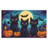 Halloween Aesthetic Home Entrance Mats Cute Cartoon Style Pumpkins and Bats Halloween Candy Bags Practical Porch Mat 19.7x31.5 Inch Cats Outdoor Doormats