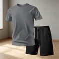 thumbnail image 7 of Zimjoy Men's 2 Pieces Athletic Set Breathable Mesh Short Sleeve T-Shirt & Shorts Lightweight Workout Gym Clothes for Running Dark Gray L, 7 of 7
