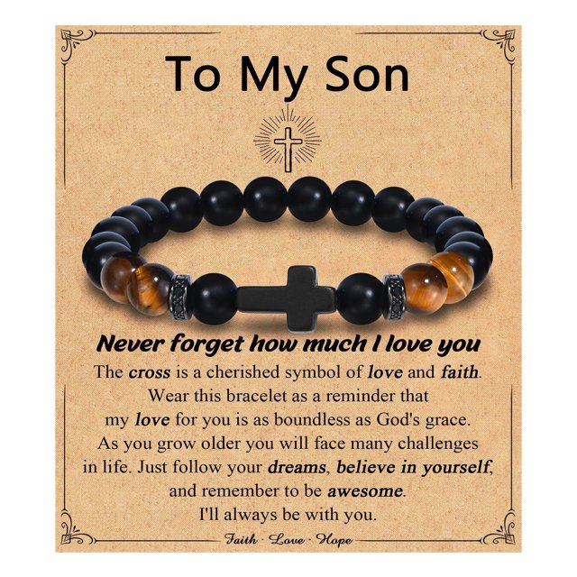Pulsera de piedra ojo de tigre con colgante, pulsera de cuentas negras, pulsera negra para hombre y mujer
