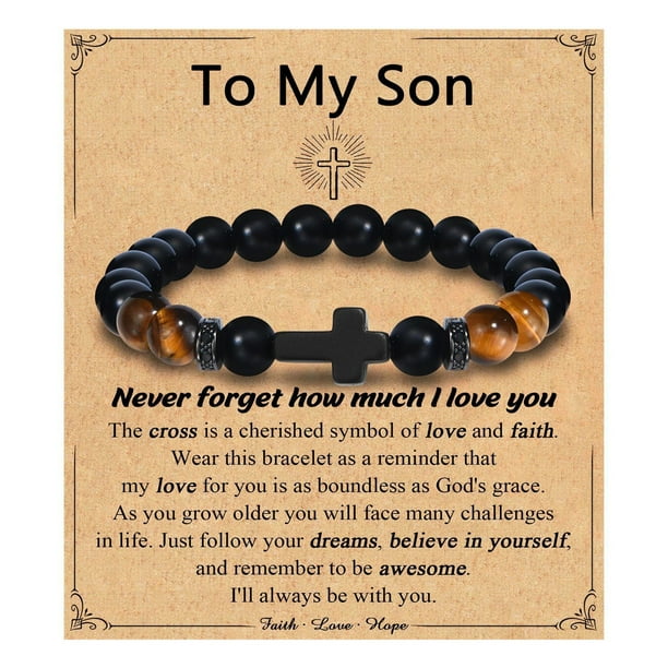 Pulsera de piedra ojo de tigre con colgante, pulsera de cuentas negras, pulsera negra para hombre y mujer