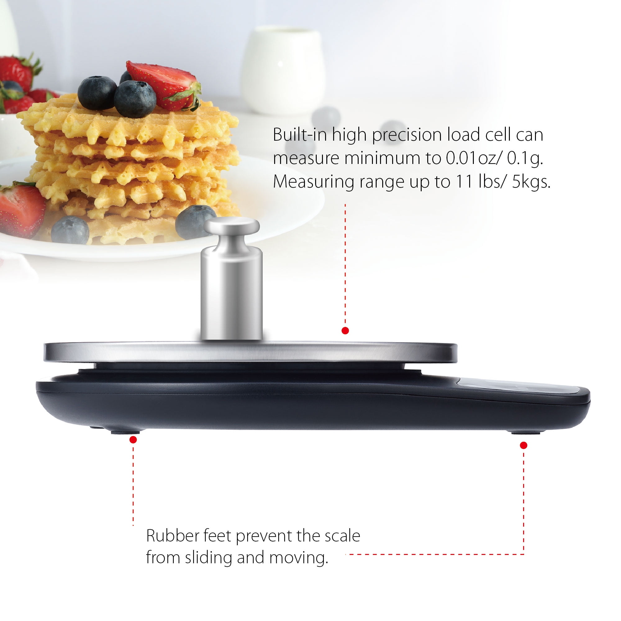 Mainstays Waterproof Digital Kitchen Scale with Blue Backlit, Black