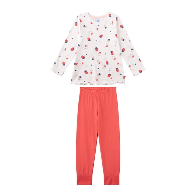 Sanetta Pijama largo para niña - Niños, Fresas, Pijama, Jersey sencillo Rosa/Beige 140