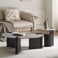 WoodFX Round Coffee Table, 35in 2-Part Unique Modern Grey Sintered ...