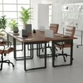 thumbnail image 3 of BizChair Commercial 48x30 Conference Table with 1" Thick Double Sided Laminate Table Top with PVC Edging and Heavy Duty U-Frame Steel Base, Walnut, 3 of 11