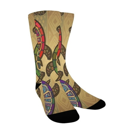 

Turtle Three Turtles Ethic Style Embellished Animals Geometric Vibrant Ocean Theme Artwork Multicolo Custom Socks for Women