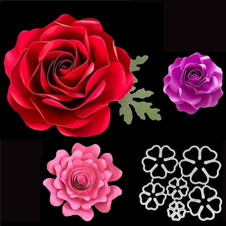 6pcs Set 3d Rose Flower Metal Die Cuts Wedding Flower Leaf Leaves Cutting Dies Cut Stencils For Diy Scrapbooking Album Decorative Embossing Paper Dies For Card Making Walmart Canada