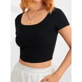 thumbnail image 6 of Biekopu Women's Summer Navel Exposed Short Top, Short Sleeved Round Neck Solid Color Slim Ribbed T-Shirt,S/M/L, 6 of 8