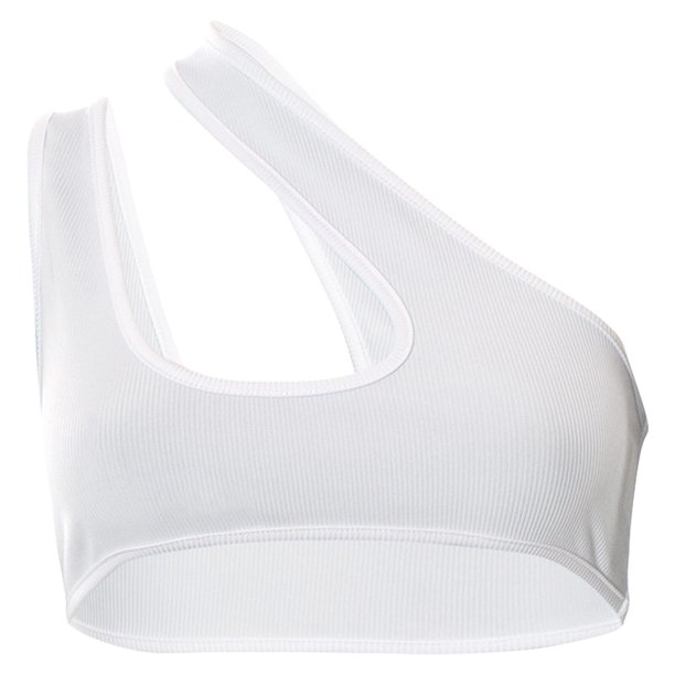 Women Fashion One Shoulder Crop Tank Sexy Hollow Out Camisole Slim Fit Ribbed Sleeveless Bra Tops Rave Party Clubwear NightwearS Gong Bohan LED